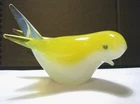 Vintage 50s Archimede Seguso Murano Italy Opaline Yellow 5" Glass Birds Blue Eye