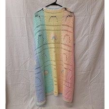Handmade Crochet Vintage Rainbow Baby Blanket Pastels 40x40