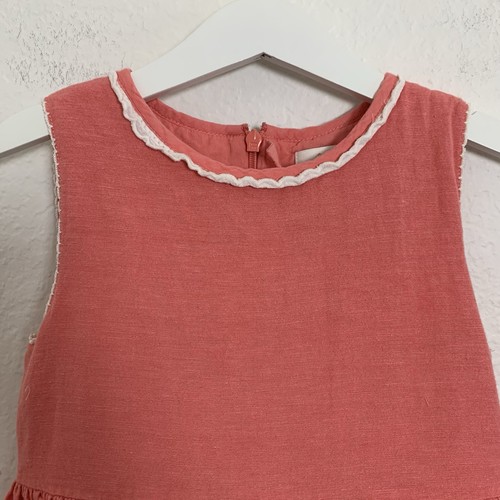 Boden Linen Blend Sun Dress Little Girls 6-7 Crochet Eyelet Coral Striped Lace - Picture 8 of 19