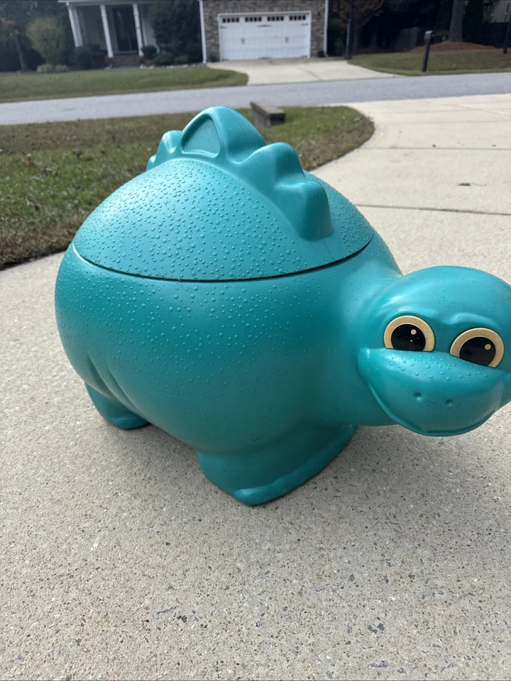 Caja de almacenamiento Rubbermaid vintage dinosaurio verde azulado caja de juguetes Foto 2 de 4