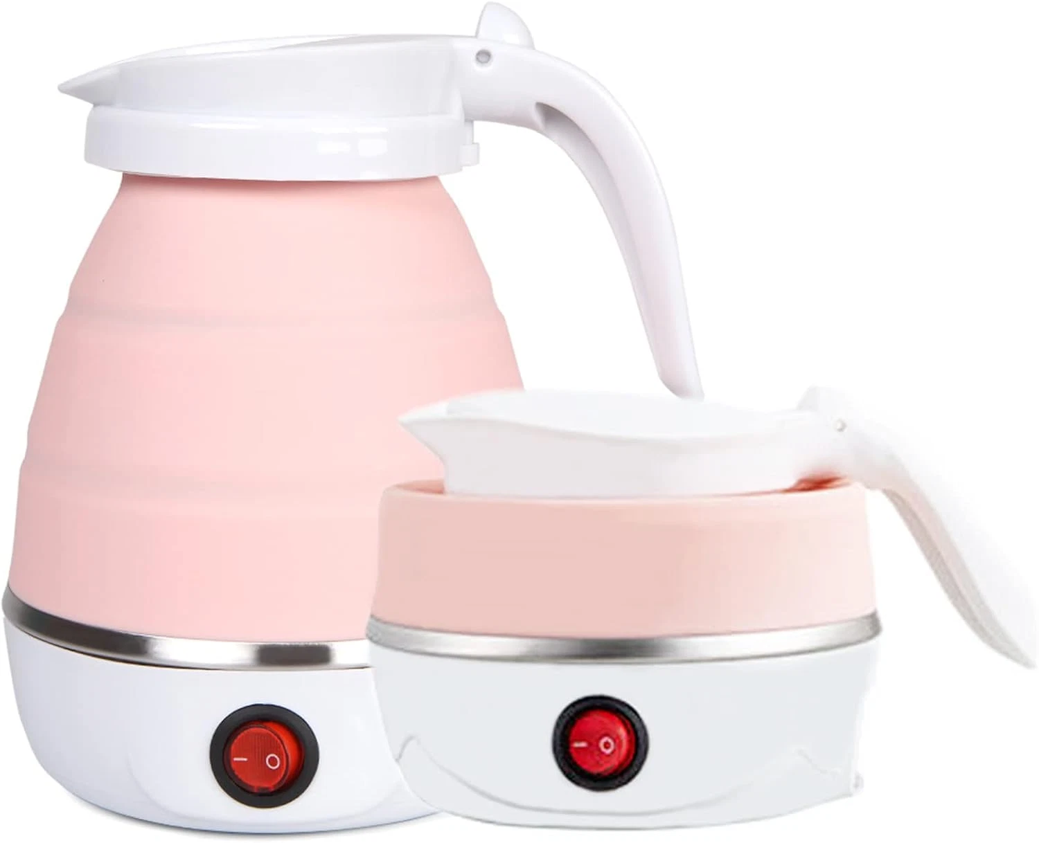 Electric Foldable Kettle - Small Collapsible Silicone Water Boiler (PINK)