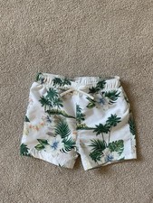 M&S Swim Shorts UPF 50+ Sun Smart for 9-12 Months Tropical Palm Print White
