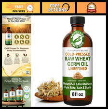 Virgin Unrefined Cold-Pressed Wheat Germ Oil 8oz - Natural Carrier Oil for Skin