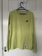 Nike Air Neon Yellow Green Long Sleeve Top Cotton Men’s Size L Print