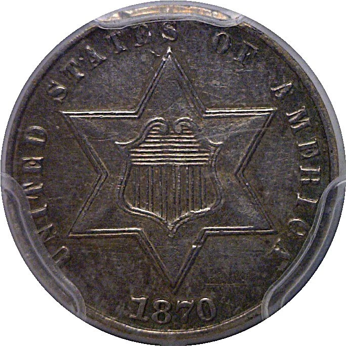 1870 3CS Silver Three Cent PCGS AU-55 - Image 2 of 3