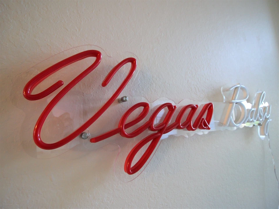 Letrero de neón Vegas Baby rojo y blanco "Vegas Baby" luz de neón**vendedor de EE. UU.** Foto 4 de 4