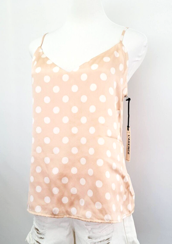 L'AGENCE Pink White Polka Dot Jane Spaghetti Strap Camisole Top Small SILK NWT - Picture 3 of 8