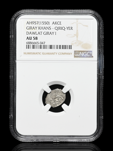 MONGOLIA, Crimean Taters. Dawlat Giray I, AH 957 (1550), Silver Akce, NGC AU58