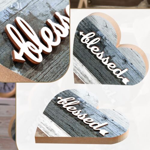2 pcs Rustic Table Decor, Farmhouse Valentines Day Small Love Wooden Heart Decor - Picture 4 of 8