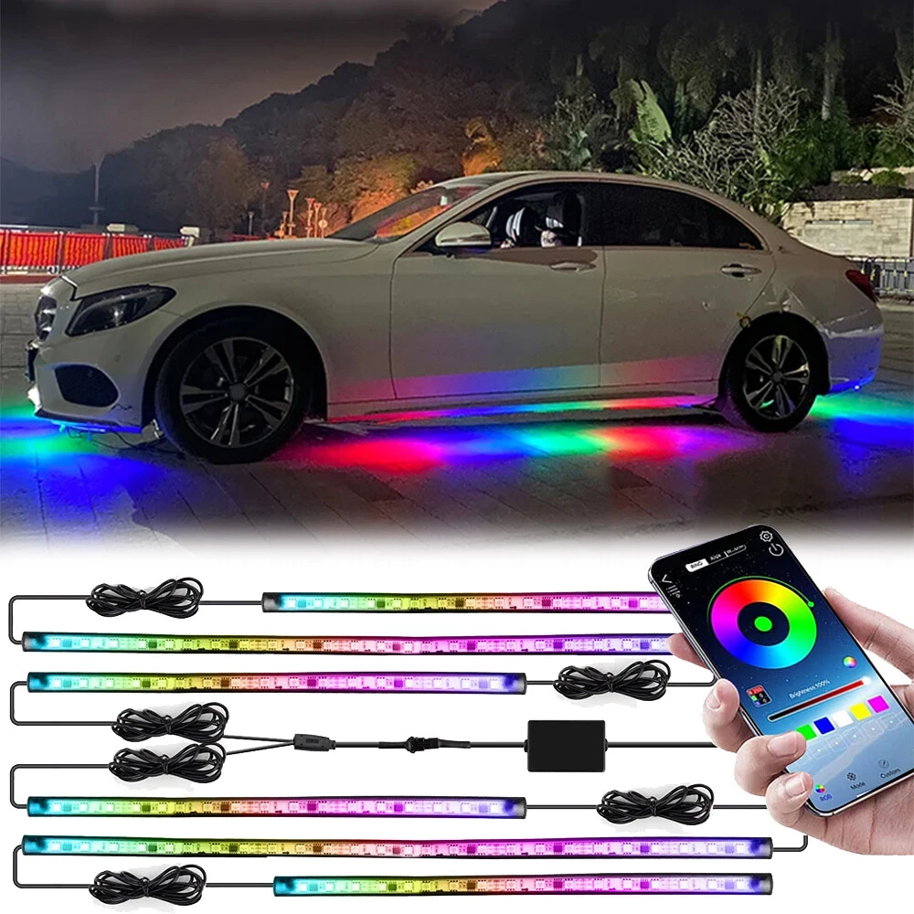 6x LED RGB Underglow Underbody Neon Strip Lights For Mercedes Benz A45 A200 A180