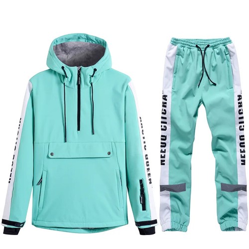 Women's Ski Jacket&Pants Set Loose Printed Lettering Waterproof Snow Ski Wear - Picture 35 of 45