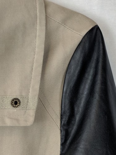 ABRIGO CHAQUETA DE ALGODÓN OLIVA Y ROBLE PARA MUJER CAQUI CON BORDE DE CUERO SINTÉTICO CREMALLERA COMPLETA TALLA S - Imagen 11 de 11