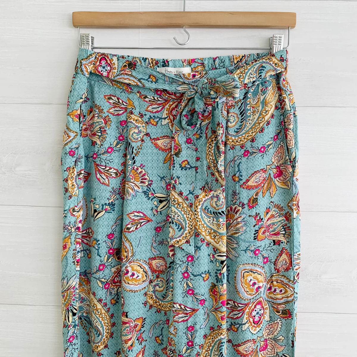Haver & Blair London Teal paisley floral pleated lightweight pants