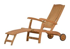 Teak Deckchair Brighton mit Rad Klappbar Relax-/ Liegestuhl Premium Holz Garten