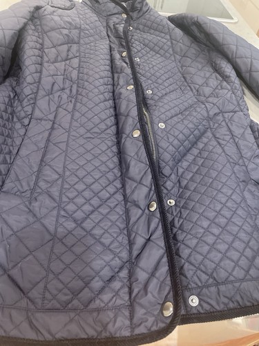 Hobbs London Navy Quilted Zip Front Hip Length Coat Women’s US12 - Picture 14 of 24