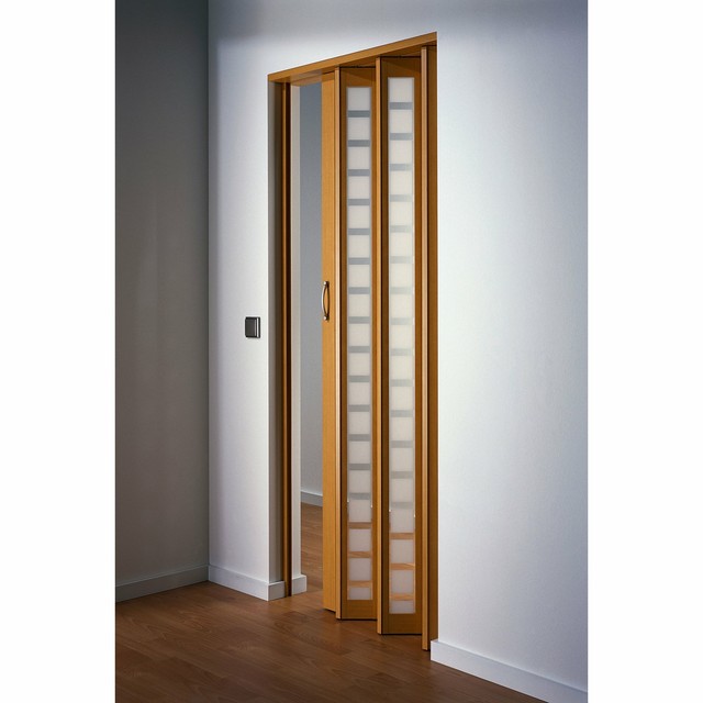 Homestyle Metro Beech With Frosted Squares Folding Door Brown 32x80