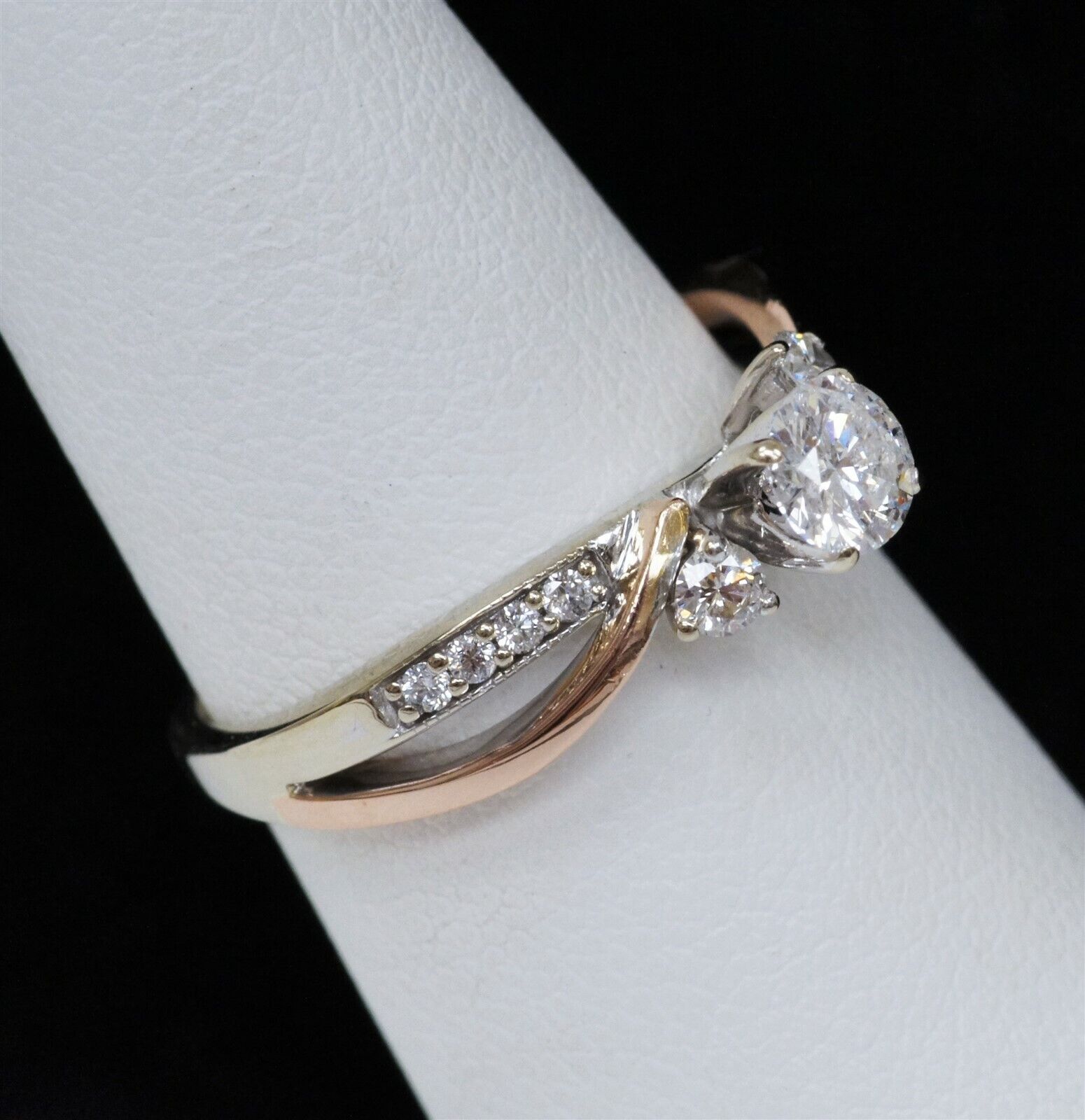 14K White Gold w/Rose Gold Accent 5/8cttw Round N… - image 3