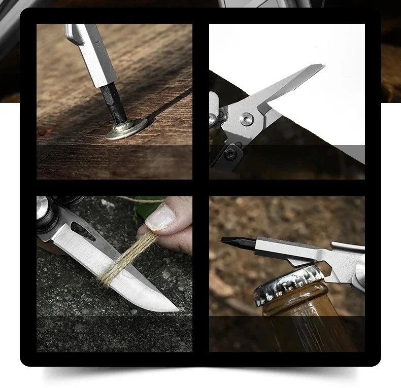 Multi-tool Folding Scissor Knife Screwdriver Opener Hunting Survival Camping Cut