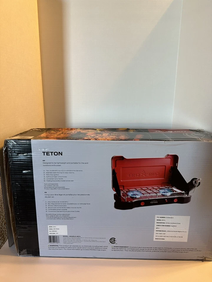 Camp Chef TETON 2X Dos Quemadores 10.000 BTU Estufa de Campamento NUEVO Foto 4 de 4