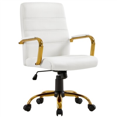 Home Office Desk Chair with Rocking Function Tilt Vanity Chair with Metal Base