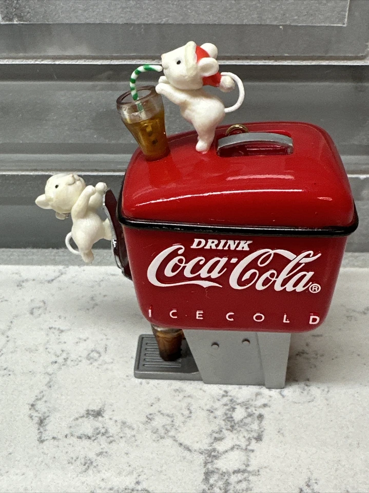 Coca-Cola "Have a Coke and a Smile" Mice Soda Fountain Christmas Ornament. NUC - Image 3 of 4