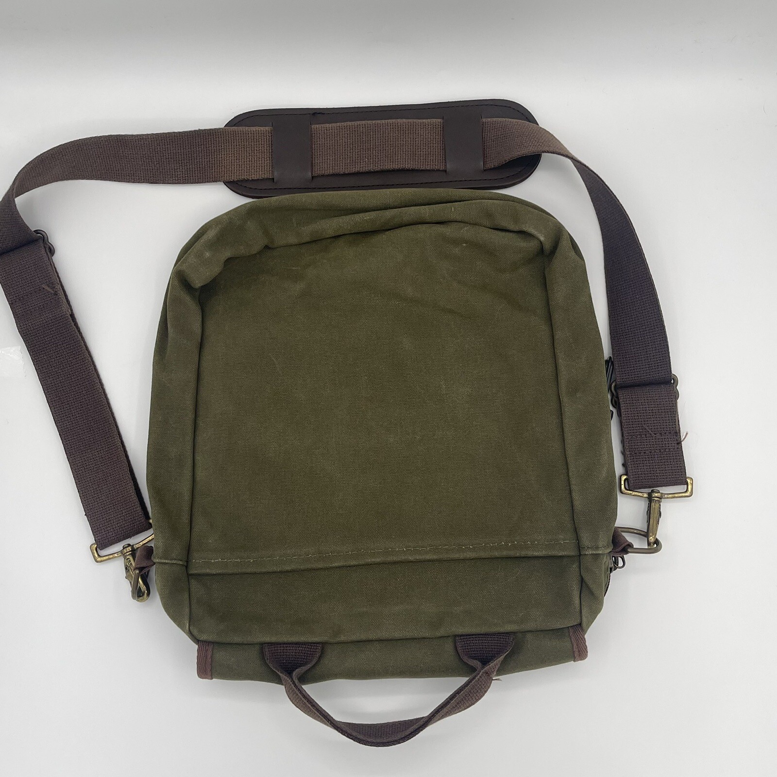 LL Bean Messenger Bag Green Tin Cloth Canvas Shoulder Satchel Bag Vintage eBay