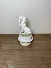 Vintage Rotating Music Box Unicorn Celestial Mythical Working Ceramic Magic Girl