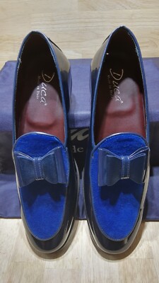 Duca Vero Cuoio Italy Made Navy Suede Bow Top Dress Shoes  display picture 2