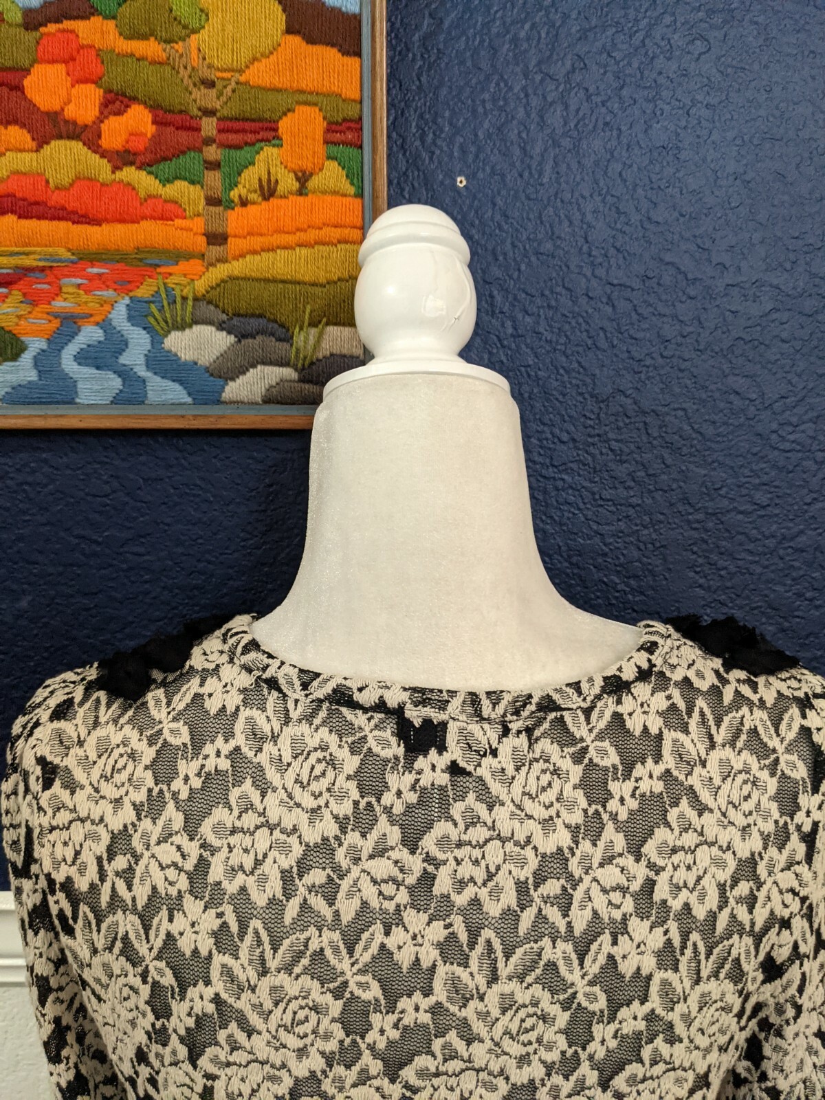 RYU Anthropologie Vintage Style Lace Cardigan Bla… - image 5