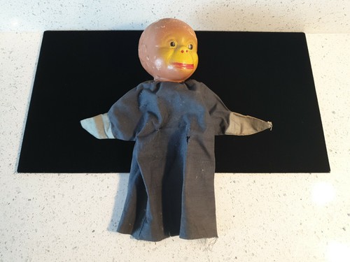 Rare SCARY Antique 1930 Ceramic Porcelain Head Cloth Hand Puppet Monkey Toy Kids - Picture 3 of 12