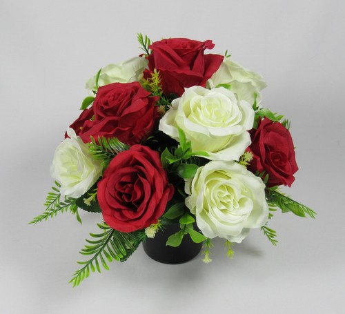 Grave Flowers Artificial/Silk flower arrangement in grave memorial pot FREE P&P - Picture 6 of 11