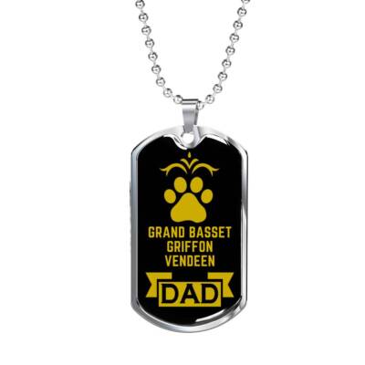 Grand Basset Griffon Vendeen Dad Dog Dog Tag Necklace Stainless Steel 24'' Chain