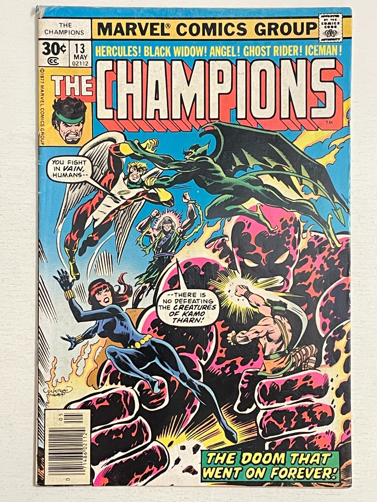 Bronze Age Marvel Comics THE CHAMPIONS (VOL 1) # 13 BLACK WIDOW ANGEL VG/F 1977