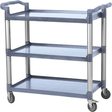 Service Cart 3-Shelf Rolling Utility Push Cart Tool Storage with Lockable Wheels