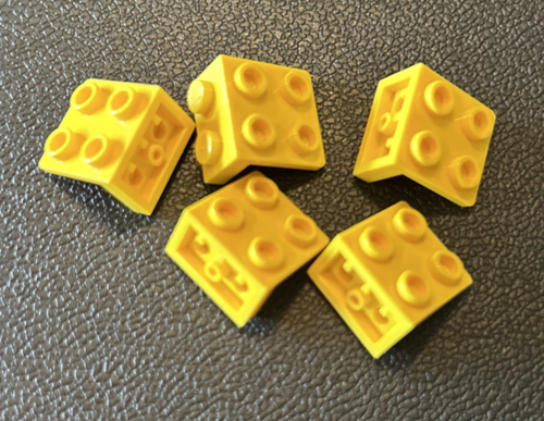 Lego Stck. Lot 5 gelbe Halterung 1x2 - 2x2 invertiert #99207