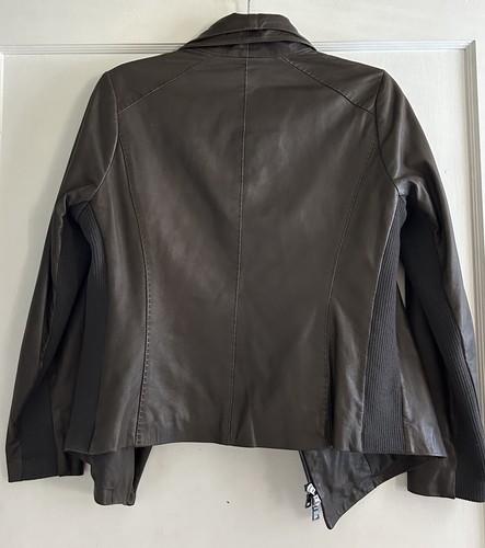 $995 Vince Scuba Brown Leather Moto Jacket Size Large - Picture 6 of 6