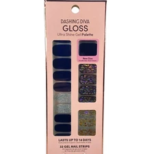 NEW Dashing Diva Gloss Matte Gel Nail Strips Dark Blue Silver Gold Geometric