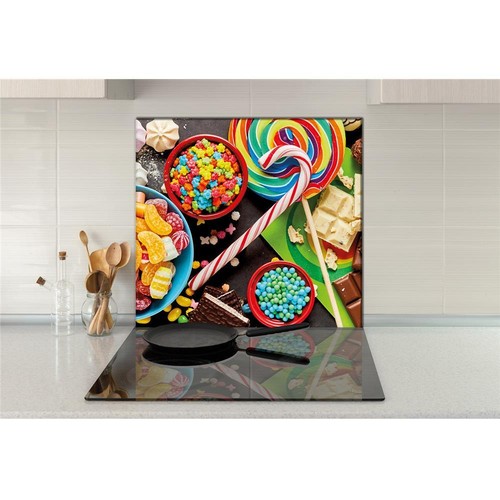 Küchenrückwand Glas 65x60 Spritzschutz Herd Spüle Fliesenschutz Süßigkeiten Bunt - Bild 2 von 2