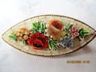 VINTAGE  MICRO MOSAIC ITALIAN ,BROOCH , FLORAL , OVAL  4 CM 5 MM  ACROSS,