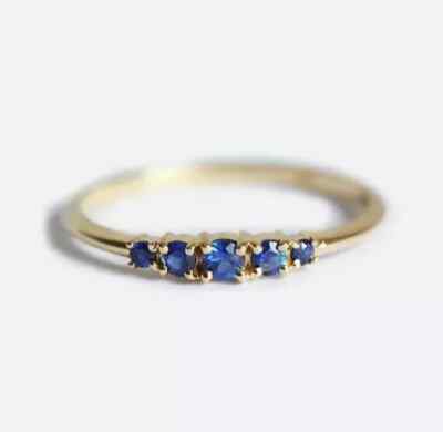2Ct Round Cut Lab Created Blue Sapphire Wedding Band 14K Yellow Gold Plated
