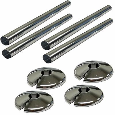4 Rohre Heizkörper Rohrabdeckungen Muffe 15 mm Kragen Zuschnitt passend Bad Chrom Optik