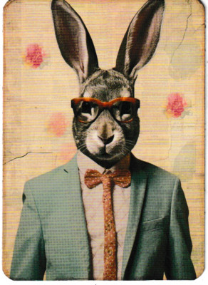 Junk Journal Art Cards, Easter Fashion Rabbit, 10 pcs, 4