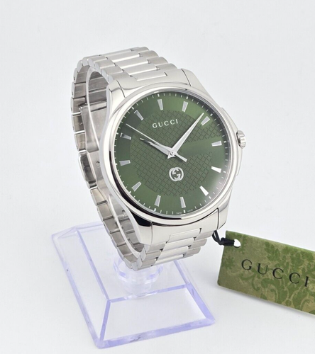 Gucci Men's G-Timeless Stainless Steel Green Dial Watch - YA126369 ($1150 MSRP) - Picture 4 of 13