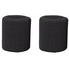 Colorful Cotton Sport Wristbands for Men and Women - 3" Athletic Terry Black