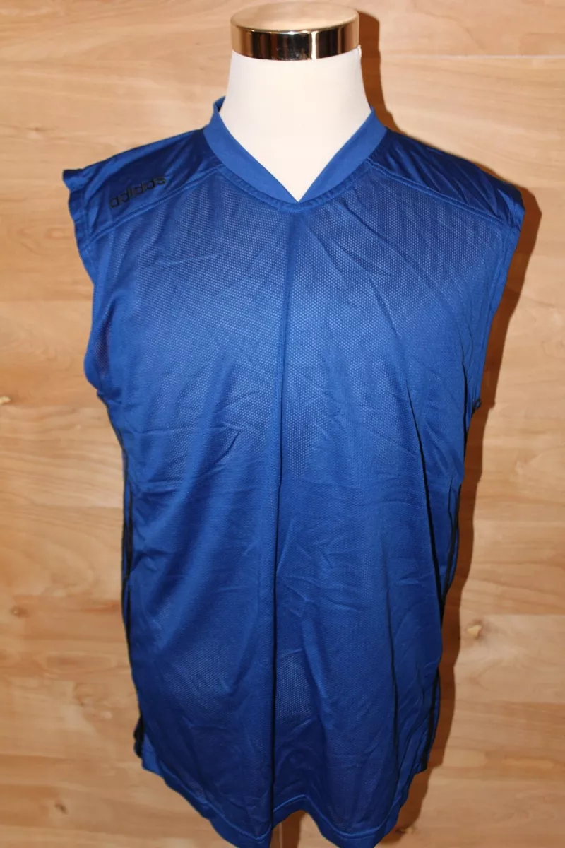 Adidas Clima Cool Tank Top Mens Large Blue Black Muscle Shirt Top