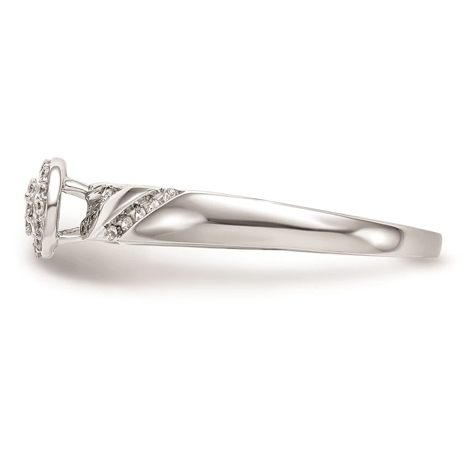 14K White Gold Cluster 1/6Ct Diamond Trio Halo Engagement Ring for Women Size 7 - Image 3 of 4