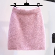 Lady Short Skirts Faux Mink Fur Solid A-line Bodycon Slim High Waist Fluffy Cute