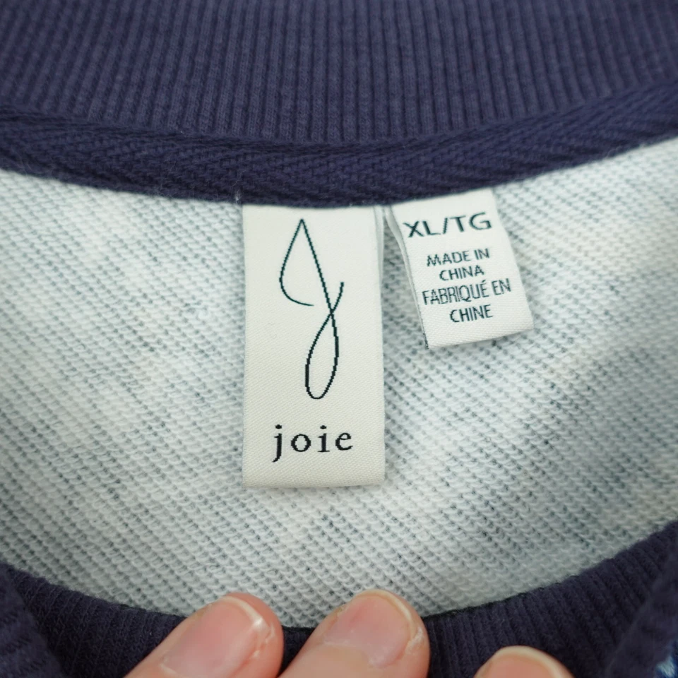 Moletom feminino JOIE Caleigh estampa floral XL azul floral recortado furos para polegar - Imagem 3 de 4