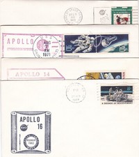4 US Covers 1971-1972 Apollo 14 15 16 17 Kennedy Space Ctr Norfolk USS Okinawa