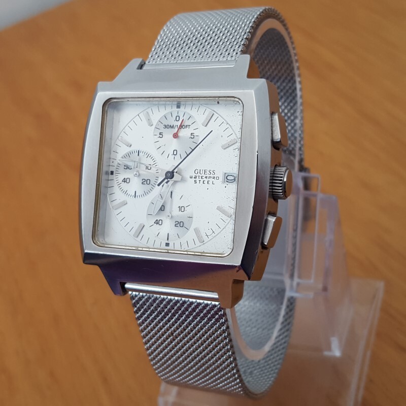 GUESS WATERPRO Elegant Silver and Cream Watch Vintage Guess Waterpro Watch Women 30mm Silver Gold Tone  main image 2